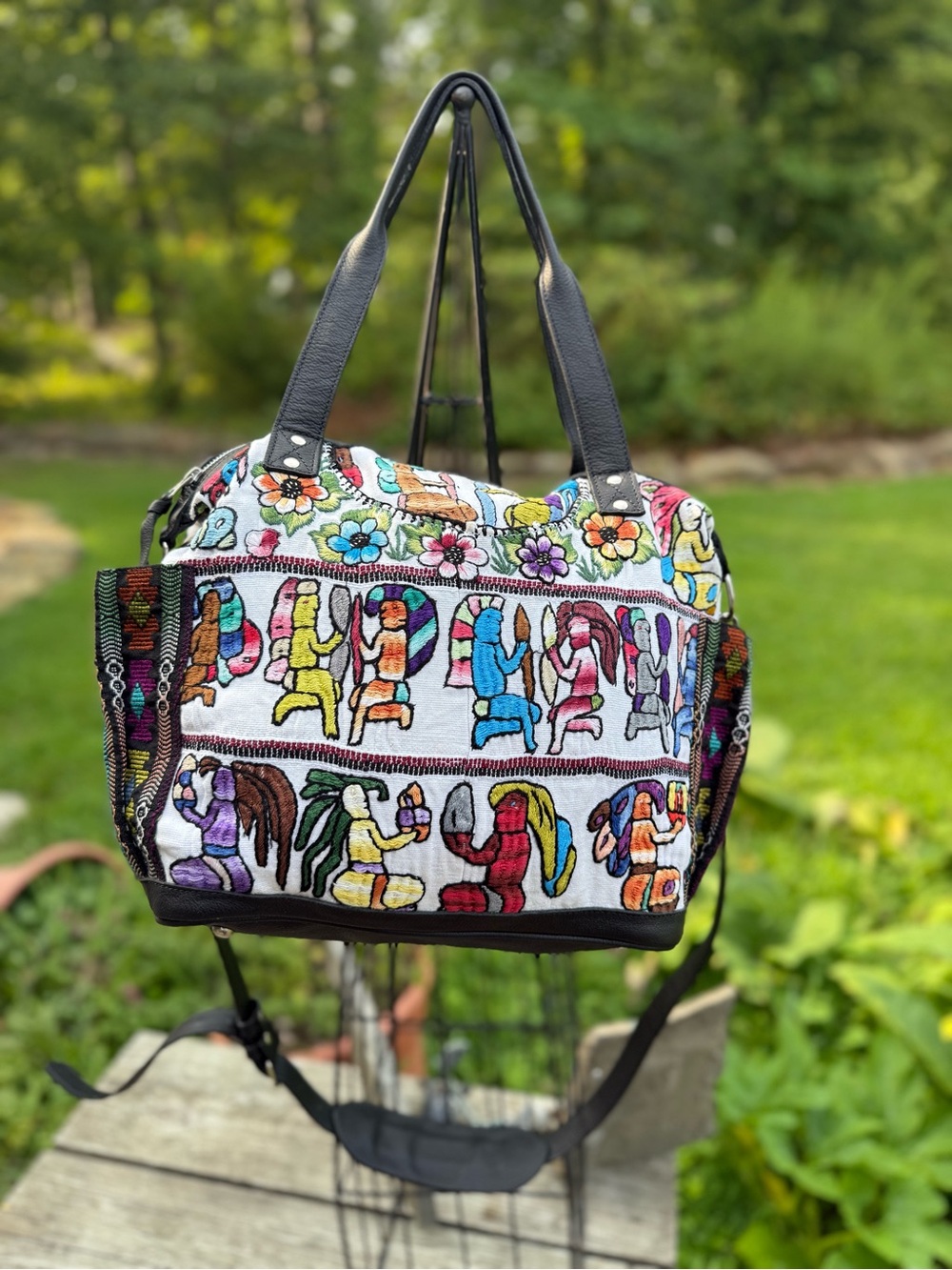 Women's Plaid Tote Bag with Purple Accent
